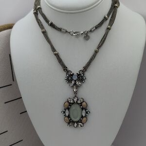 LOFT Silver and Gold Layered Necklace with Pendant
